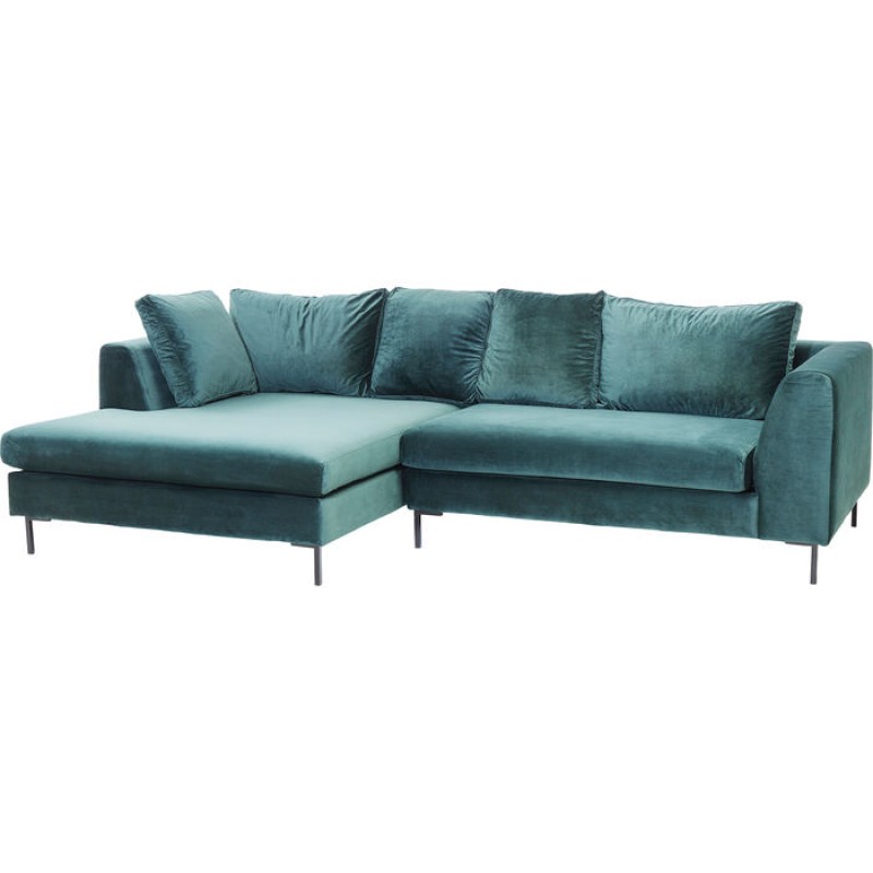 Corner Sofa Gianni Velvet Dark Green Left Black